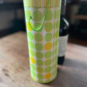 Green &  Yellow Dots & Stripes Wine Tube Box